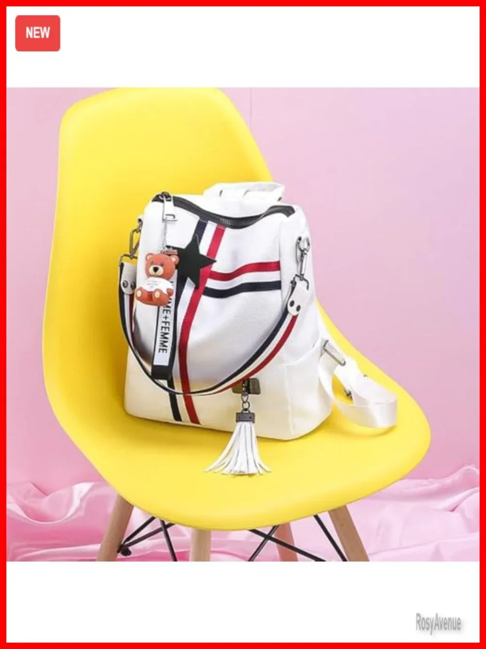 Faux Leather Backpack Purse for Women Travel Daypack with Tassel